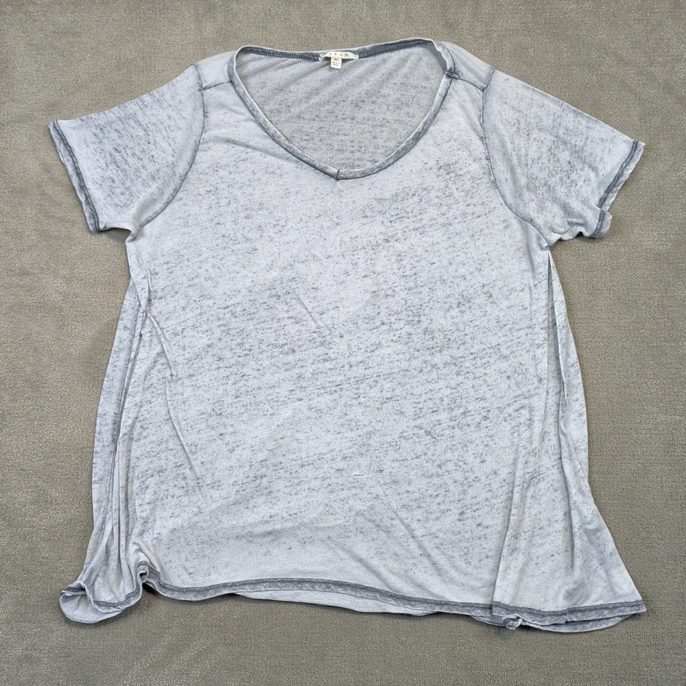 Cyrus Shirt Womens XL Gray V-Neck Short Sleeve Burnout Relaxed Fit Basic